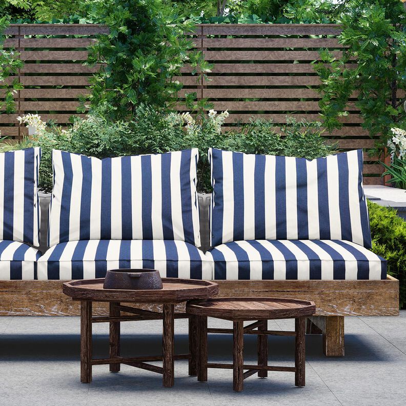 Outdoortyg Canvas Blockränder – indigo/elfenbensvit,  image number 6