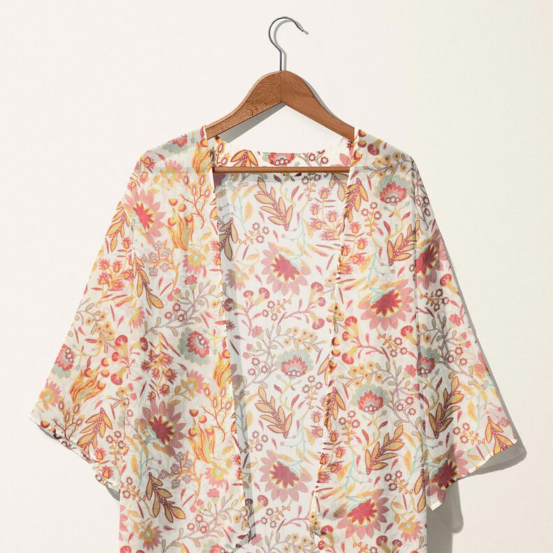 Viskosmix Retroblommor – elfenbensvit/ljus bärfärg, image number 5