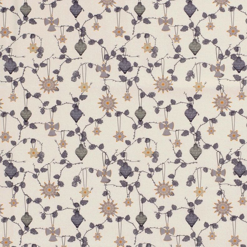 Bomullstyg Poplin skandinaviska julgransdekorationer – ljusbeige, image number 1