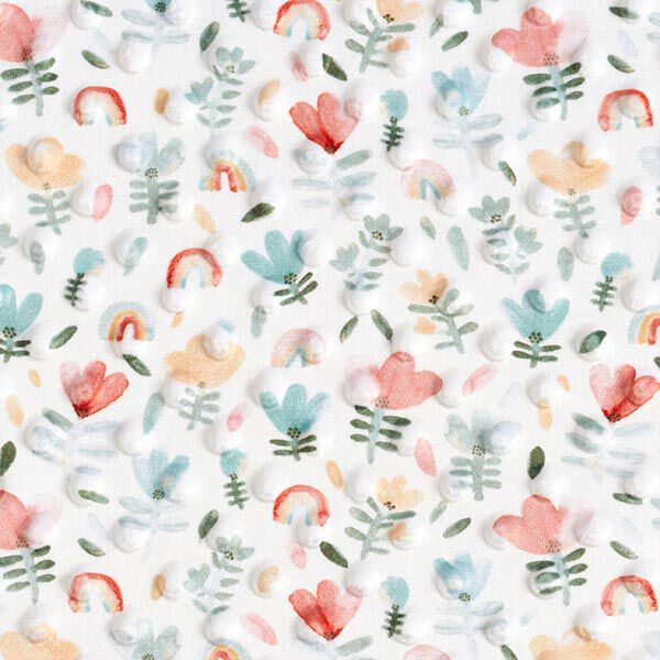 Mysfleece präglade prickar och blommor – vit, image number 1