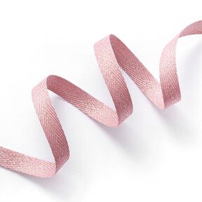 Vävt band Metallisk [9 mm] – gammalt rosa/silvermetallic, 