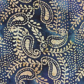 Fin bomullsbatist Batik Paisley – havsblå/sand, 