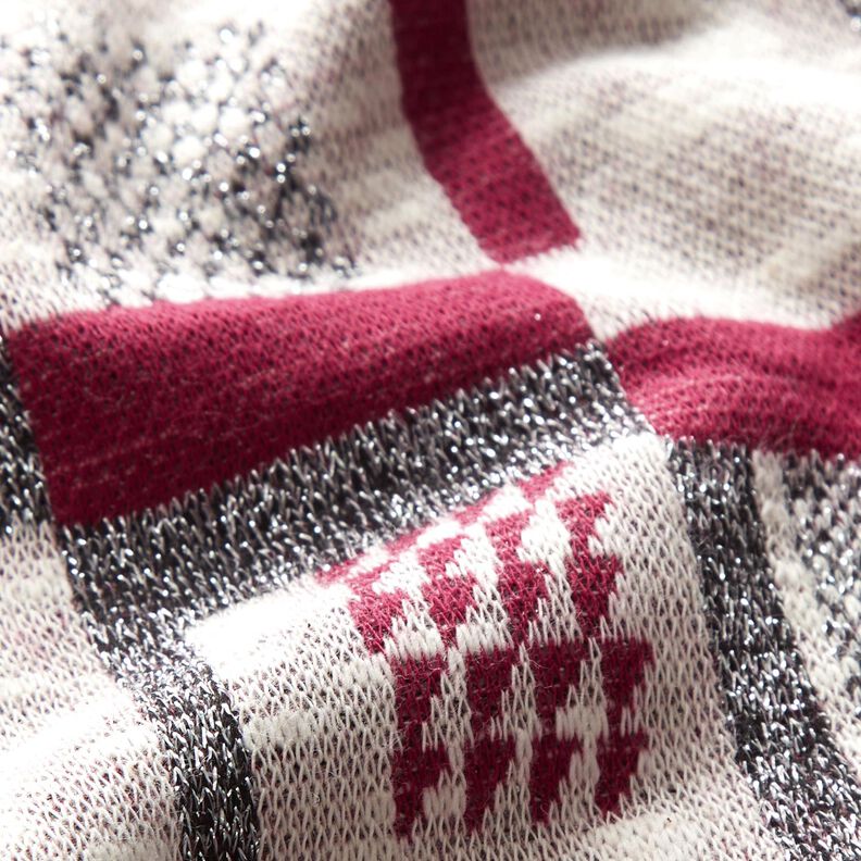 Stickat tyg grafiskt glittermönster – bär/vit, image number 3