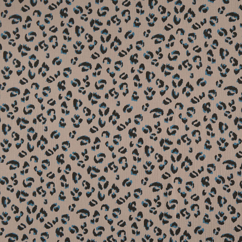Muslin/Dubbel-krinkelväv Leopardmönster – mullvad/petrol,  image number 1