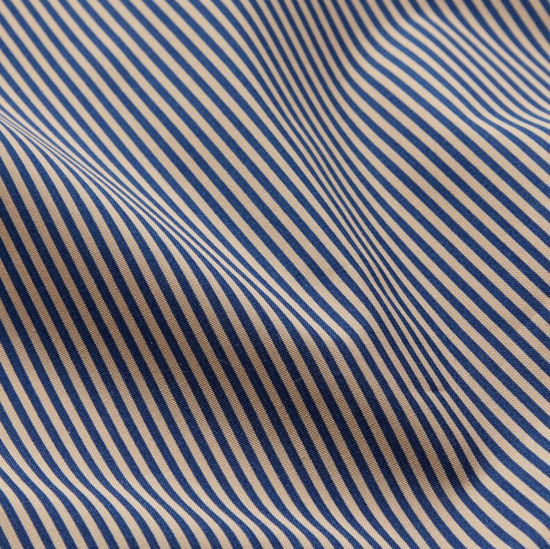 Skjorttyg med vertikala ränder – marinblått/beige, image number 2