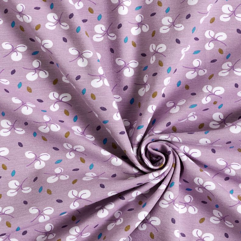 Bomullsjersey Grenar och prickar – lavender,  image number 3