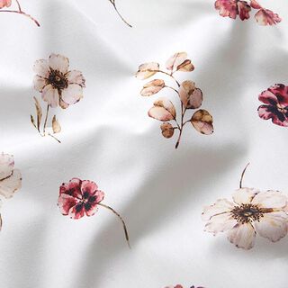 Bomullspoplin ängsblommor Digitaltryck – vit, 
