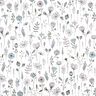 Dekorationstyg Halvpanama Tecknade blommor – yllevit/svart,  thumbnail number 1