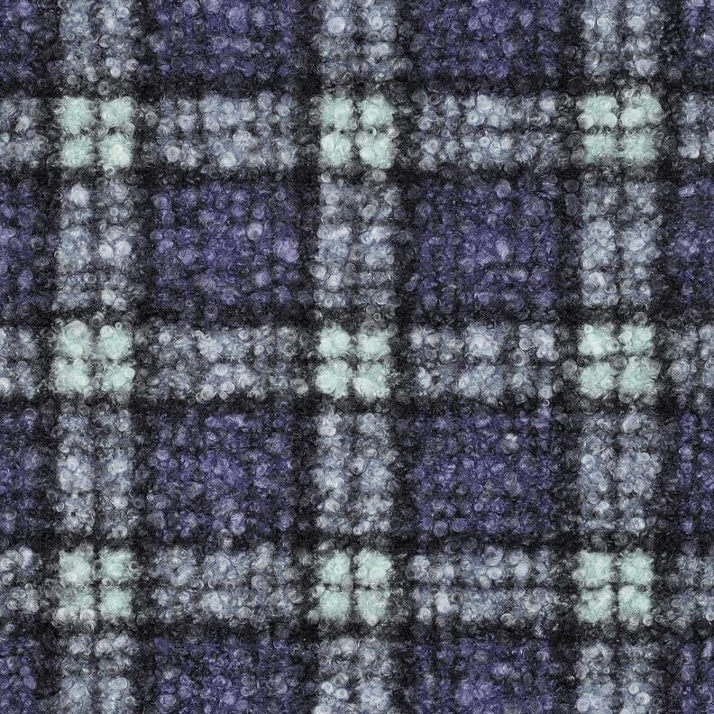 Stickad Bouclé Check – lila/ljus mint, image number 1