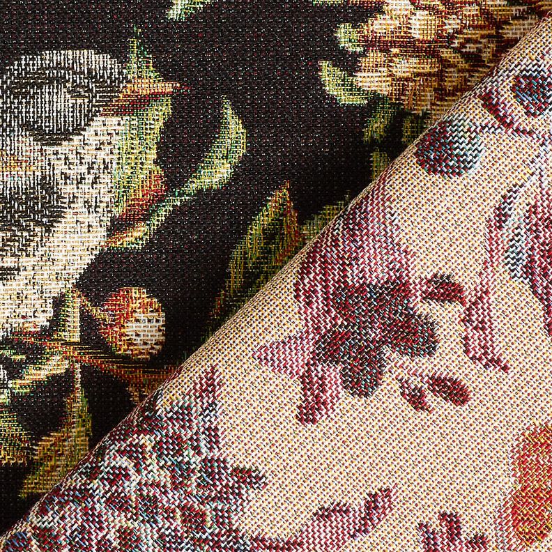 Dekorationstyg Gobeläng blommor och fåglar – svart/grön,  image number 4