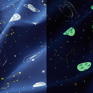 Dekorationstyg Canvas Glow in the Dark Planetarium – marinblått, 