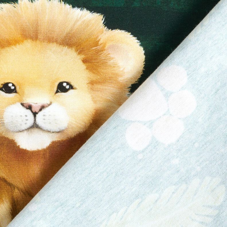 Bomullsjersey sött lejon Panel | Glitzerpüppi  – mörkgrön/rådjursbrun,  image number 5