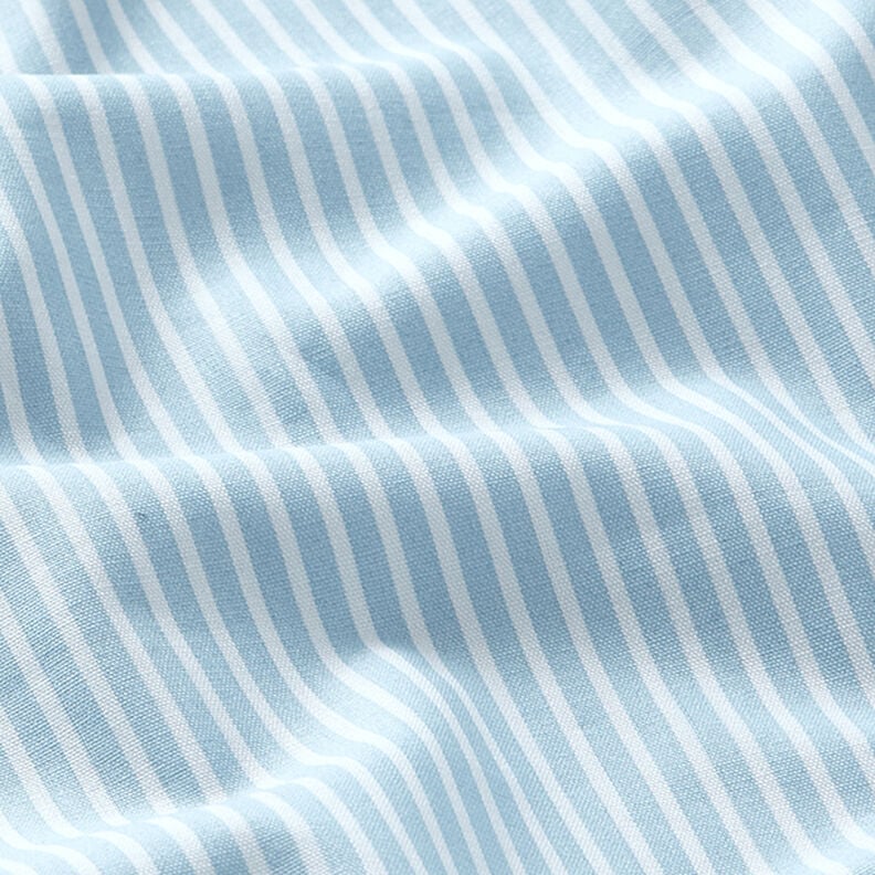 Bomullspoplin Ränder – ljusblått/vit,  image number 2