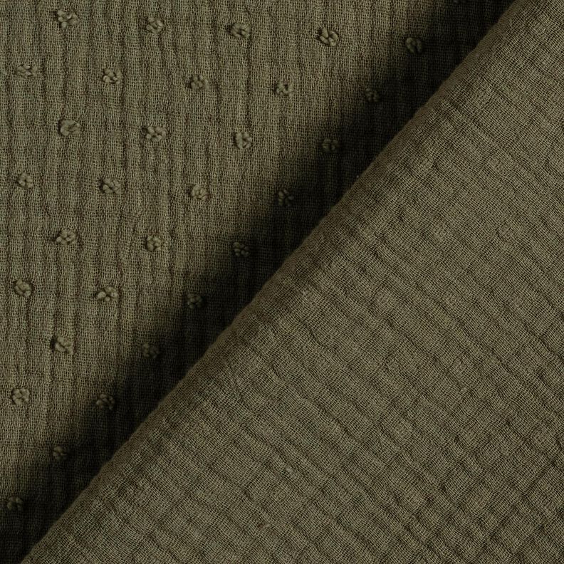 Muslin/Dubbel-krinkelväv dobby – khaki,  image number 4