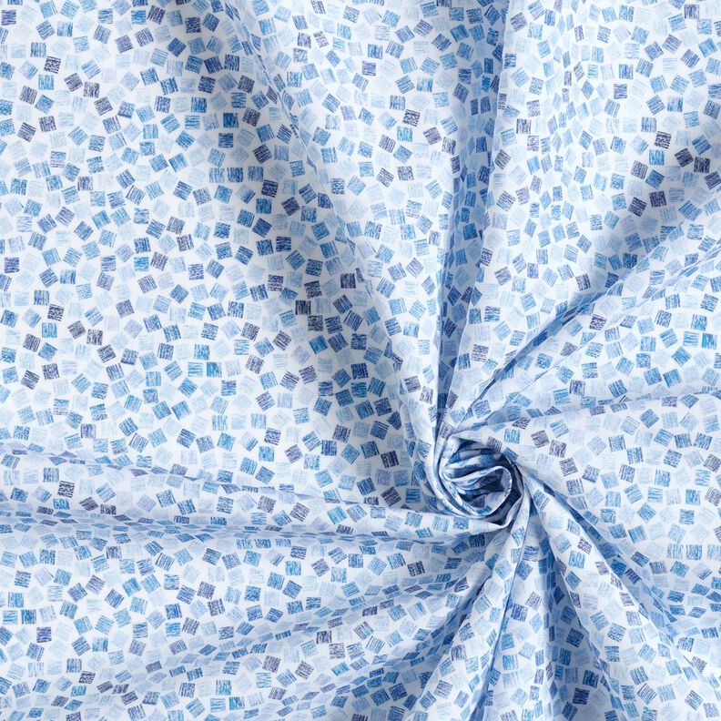 Poplin Abstrakta kuber – vit/kungsblått, image number 3