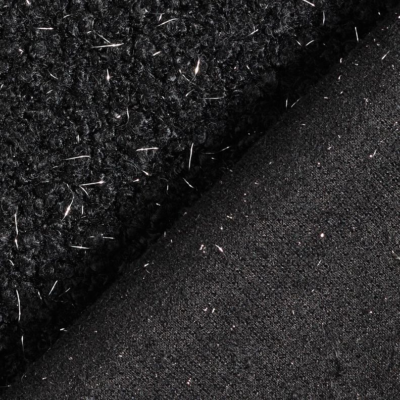 Stickad Bouclé Glittertrådar – svart, image number 4