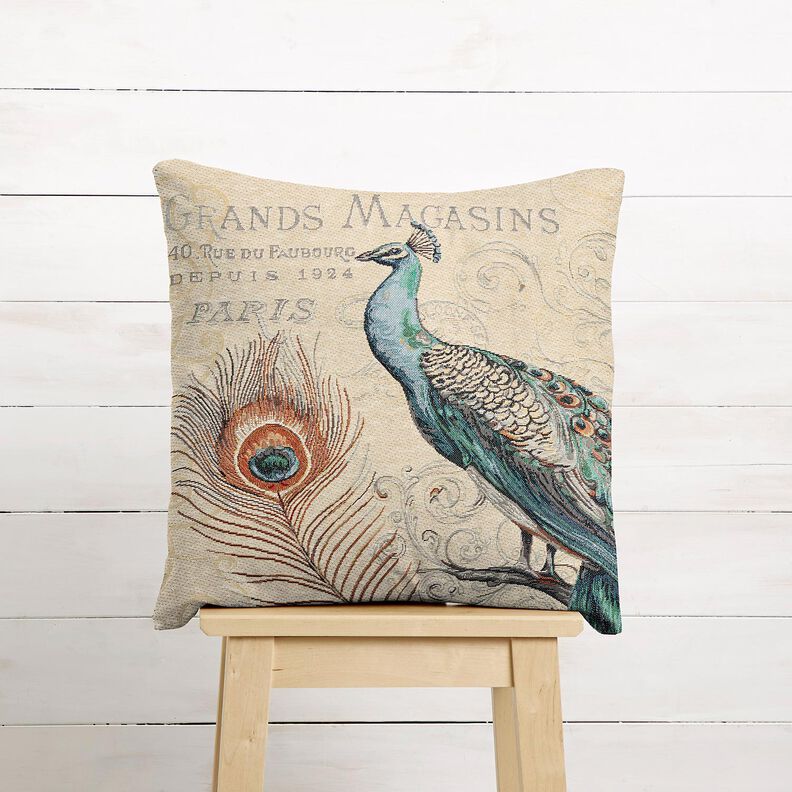 dekorationspanel Gobel&auml;ng p&aring;f&aring;gel &ndash; ljusbeige/bl&aring;,  image number 6