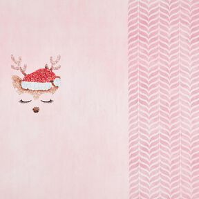 Bomullsjersey sovande glitterhjort Panel | Glitzerpüppi – rose/ljus gammalrosa, 
