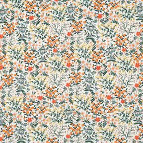 Muslin/Dubbel-krinkelväv Blomsteräng Digitaltryck | Poppy Fabrics – yllevit/persikofärgad, 