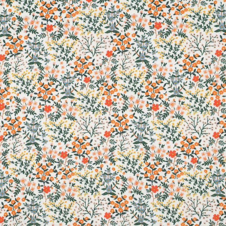 Muslin/Dubbel-krinkelväv Blomsteräng Digitaltryck | Poppy Fabrics – yllevit/persikofärgad, image number 1