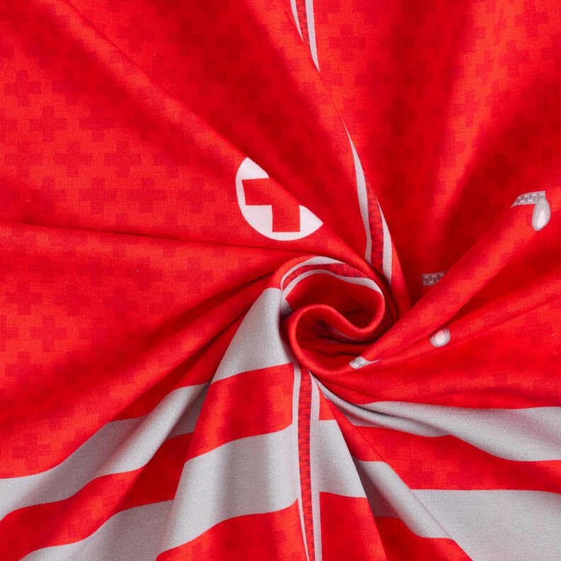 French Terry Panel Var akutläkare för en dag | Stoff&Liebe – röd/silvergrå,  image number 3