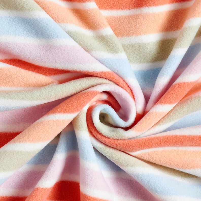 Antipilling Fleece färgglada ränder – vit,  image number 3