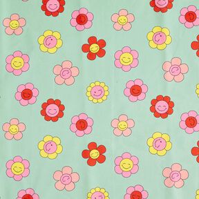 Behandlad bomull Glada blommor | Poppy Fabrics – mint/citrongul, 