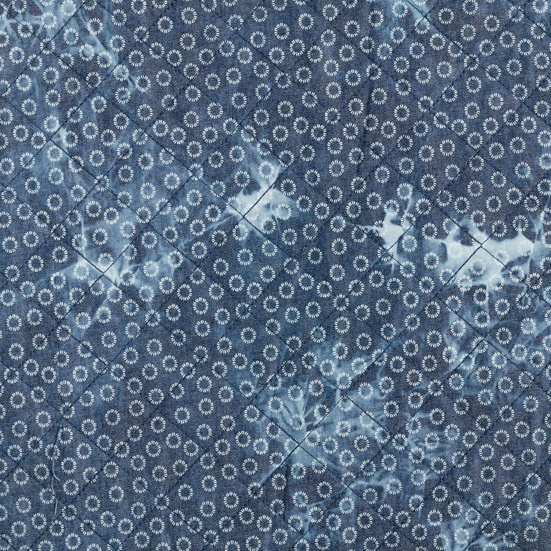 quiltat tyg chambray blommigt batik – jeansblå,  image number 6