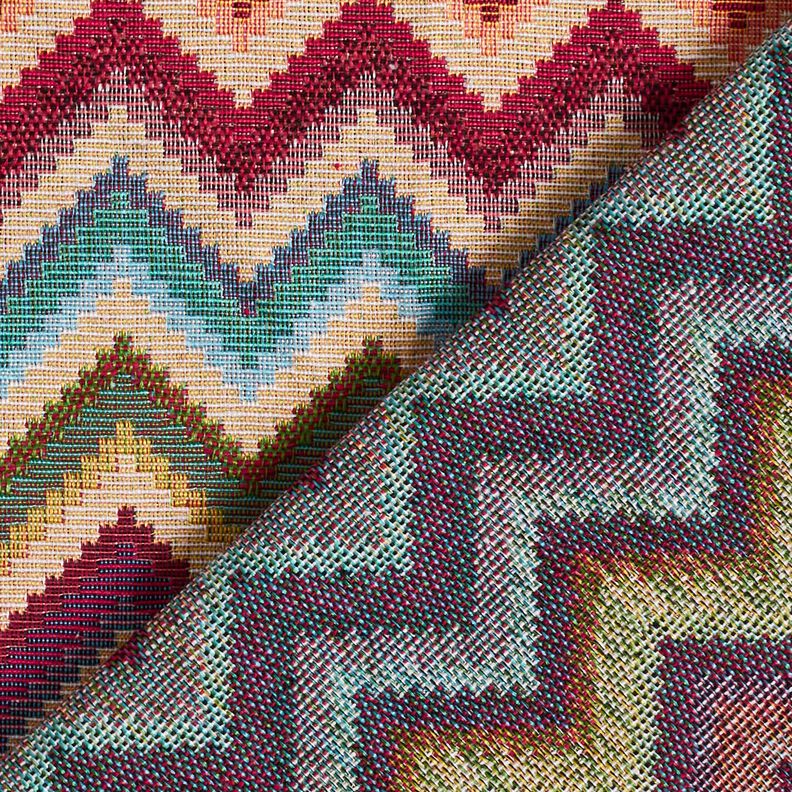 Dekorationstyg Gobeläng Chevron – ljusbeige/kaminrött,  image number 4