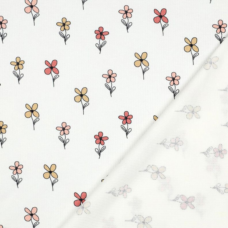 Våffeljersey blommor | Poppy Fabrics – elfenbensvit/apricot, image number 4