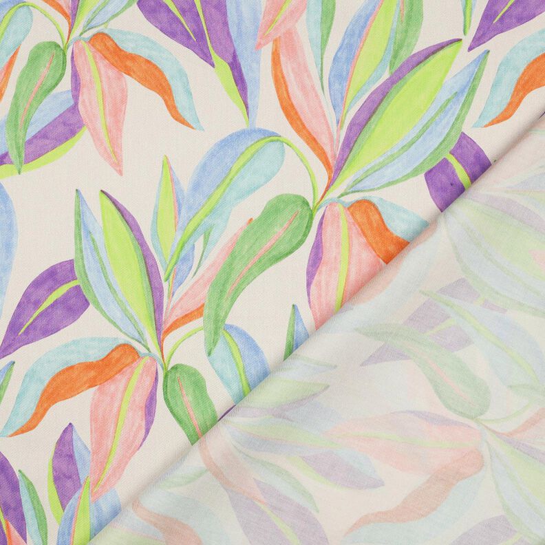 Bomullssatin Blad digitaltryck | Poppy Fabrics – kräm/ljusgrön,  image number 4