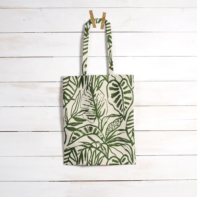 Dekorationstyg Halvpanama målad monstera – kräm/pinjegrön,  image number 8