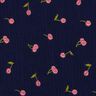 Muslin/Dubbel-krinkelväv Broderade körsbär | Poppy Fabrics – nattblå/rosa,  thumbnail number 1