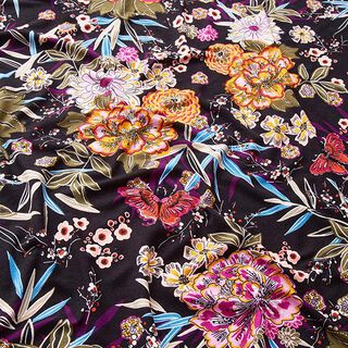 Viskosjersey blombukett – svart, 