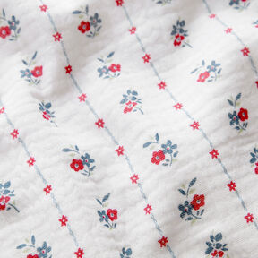 Muslin/Dubbel-krinkelväv Traditionella blommor | by Poppy vit/hallon, 