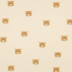 GOTS Bomullsjersey björnar | Poppy Fabrics – yllevit/ljusbrun, 