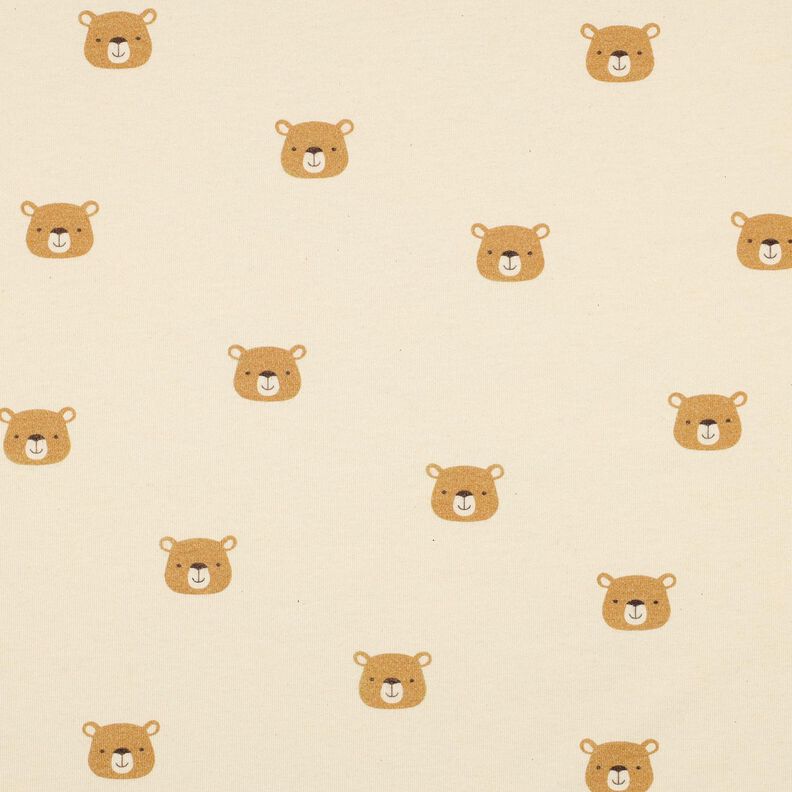 GOTS Bomullsjersey björnar | Poppy Fabrics – yllevit/ljusbrun,  image number 1