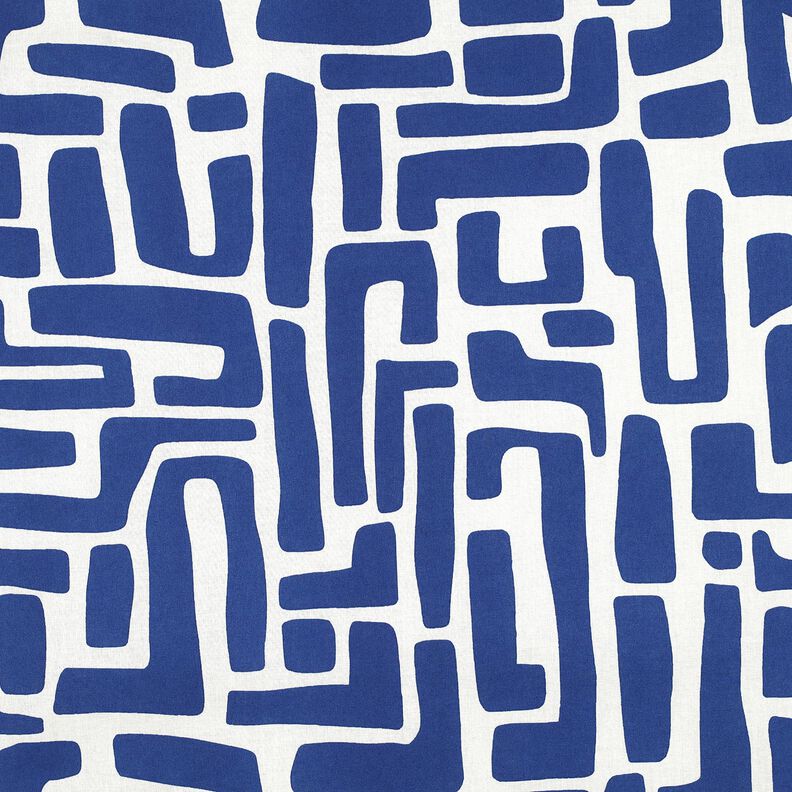 Behandlad bomull abstrakt – kungsblå/yllevit,  image number 1