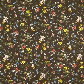 Viskosjersey småblommor – mörkbrun/eldröd, 