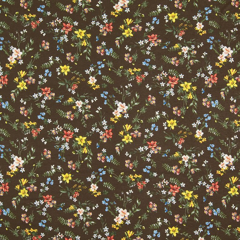 Viskosjersey småblommor – mörkbrun/eldröd, image number 1