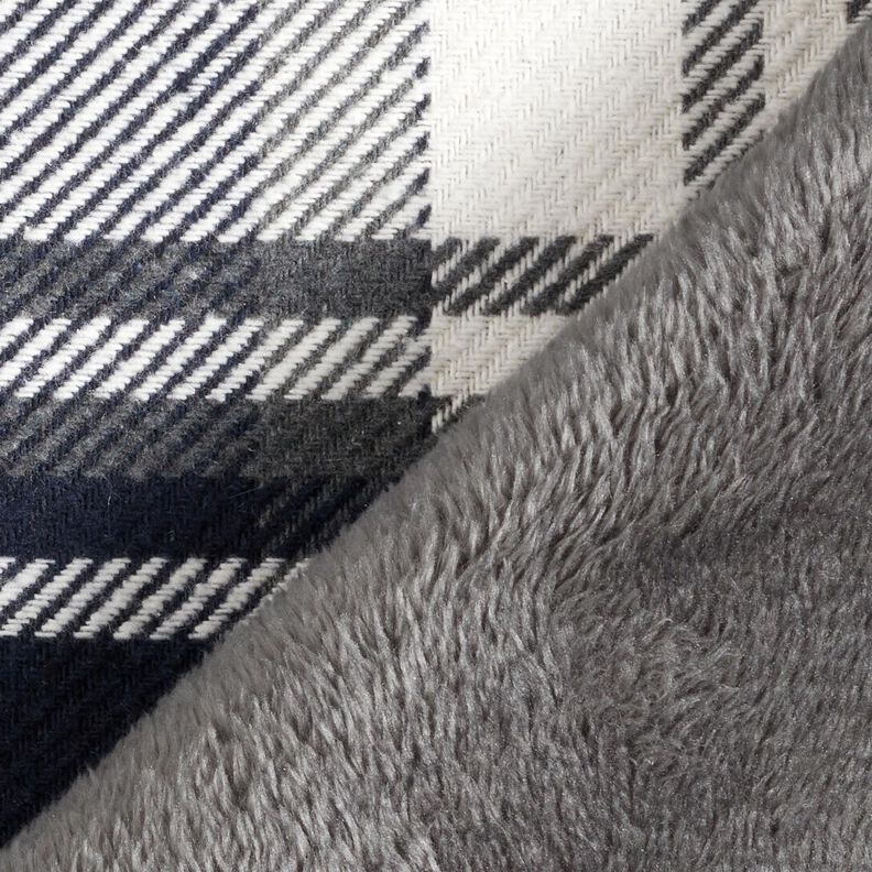 Yttertyg med pälssida i rutmönster – nattblå/skiffergrå, image number 4