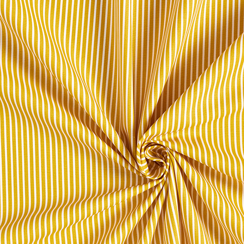 Bomullspoplin Ränder – senap/vit, image number 3