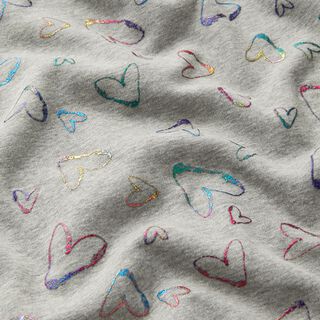 Alpfleece glitterhjärtan Folietryck – ljusgrått, 