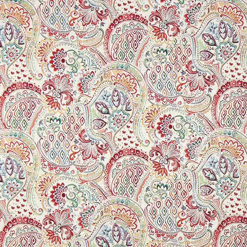 dekorationstyg gobeläng färgglad paisley – yllevit, image number 1
