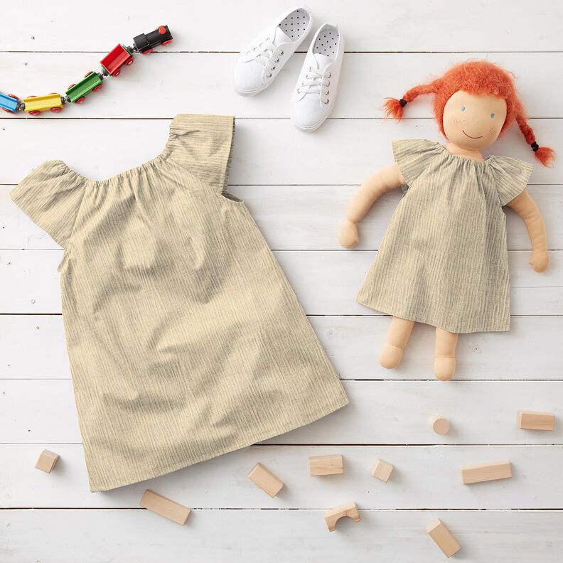 Muslin/Dubbel-krinkelv&auml;v Linne-mix Glitterprickar &ndash; kr&auml;m,  image number 5