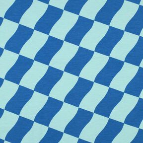 Softsweat vågiga rutor | Poppy Fabrics – kungsblått/isblå, 