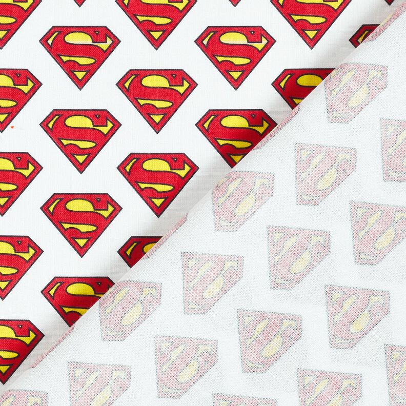 Bomullspoplin Superman-logga Licenstyg | DC Comics – vit,  image number 4