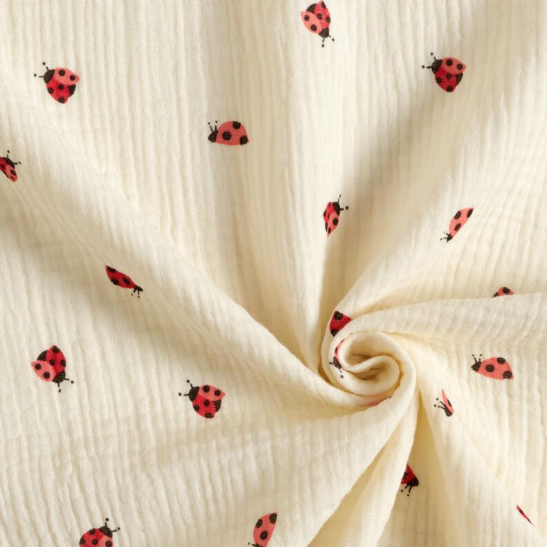 Muslin/Dubbel-krinkelväv Söta nyckelpigor – yllevit, image number 3
