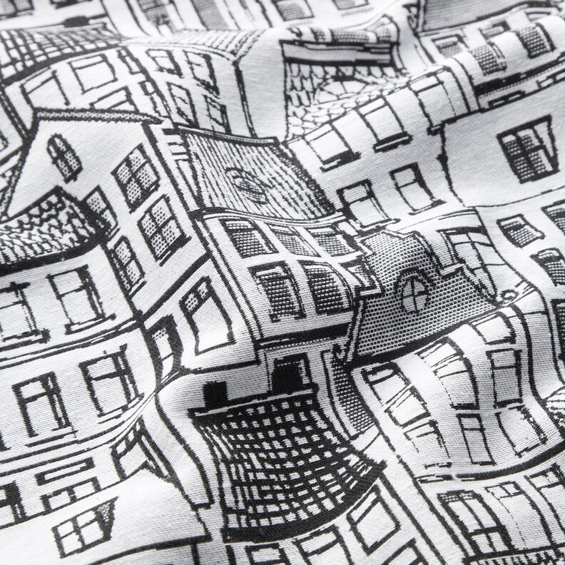 Dekorationstyg Jacquard by i linjekonst – svart/vit, image number 2