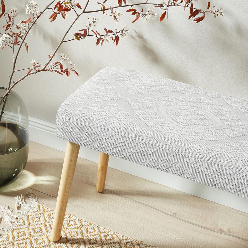 Dekorationstyg Jacquard dekorativa romber 275 cm – vit, image number 6